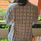 Indian Handmade Kantha Reversible Short Length  All Season Bohemian Jacket  in black and pink floral print.