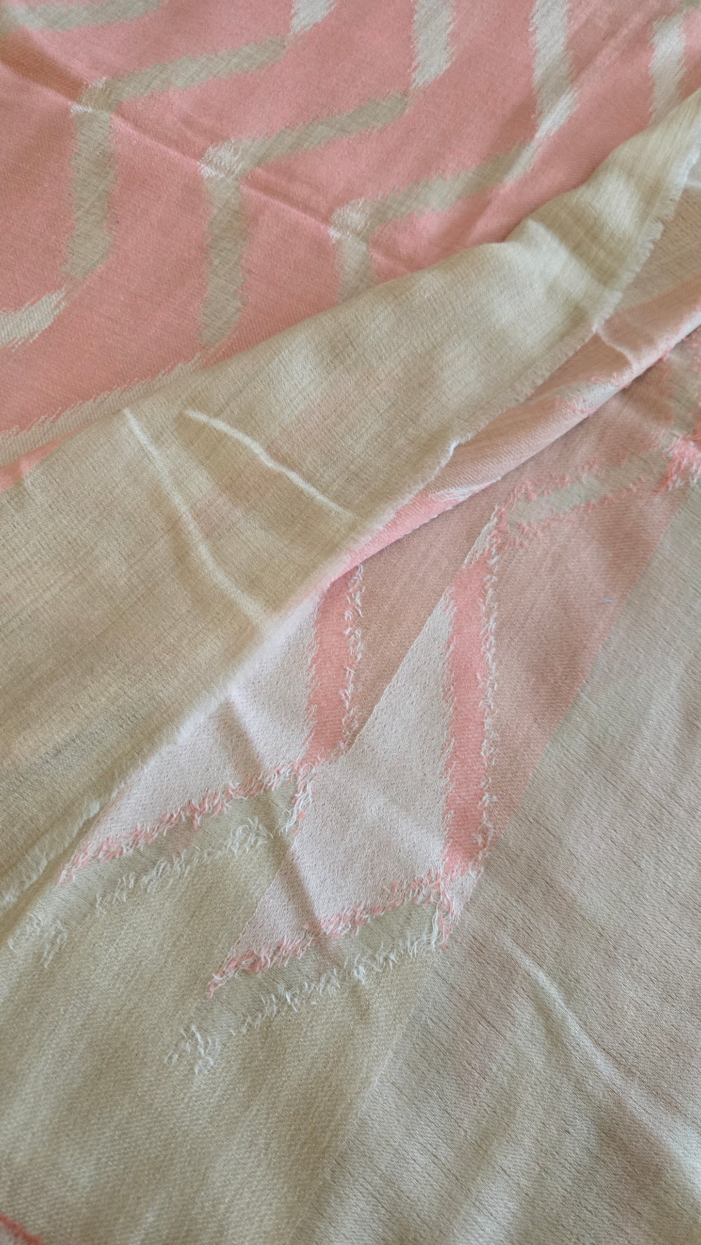 Indian ikkat design Pashmina Wool  Scarf/Shawl made by artisans