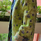 Indian Handmade Kantha Reversible long Length  All Season Bohemian Jacket  in light green  and rainbow colours
