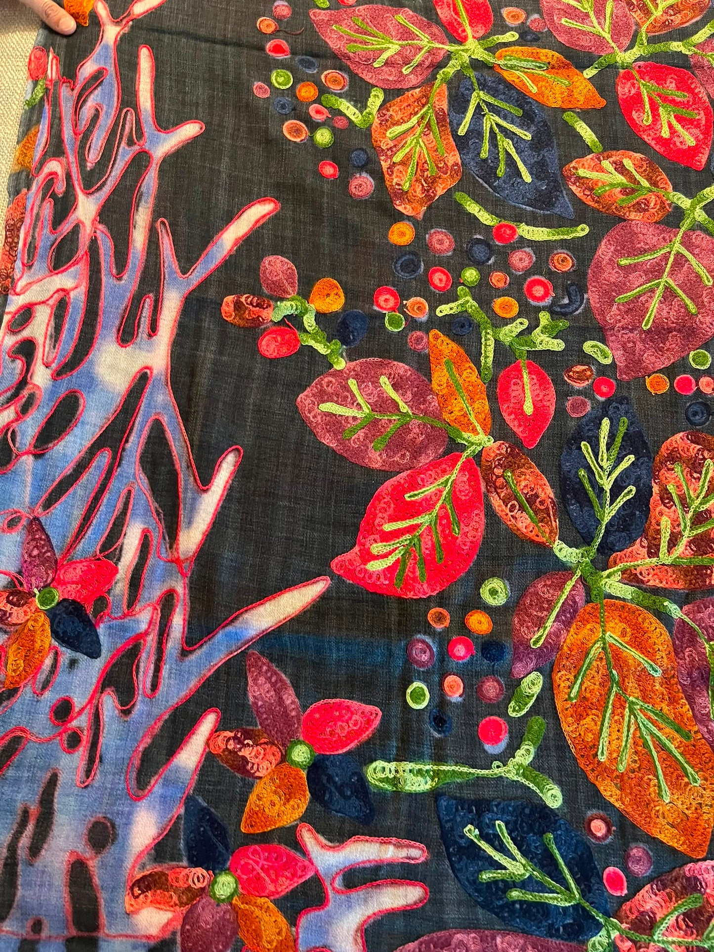 Pashmina  Wool Shawl Hand Embroidered Kashmir | Folk ArtWrap | Wedding Gift Heirloom Textile