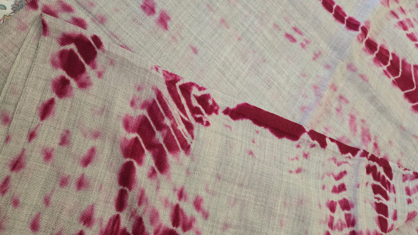Hand painted  wine color tie and dye Pashmina Wool  Scarf/Shawl made by artisans