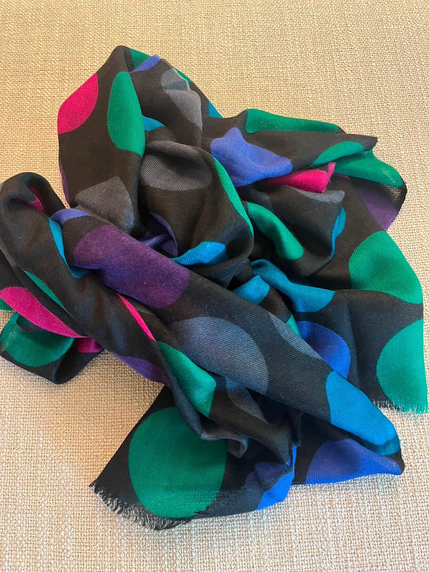 Hand painted Pashmina Wool dotted print Scarf/Shawl made by artisans