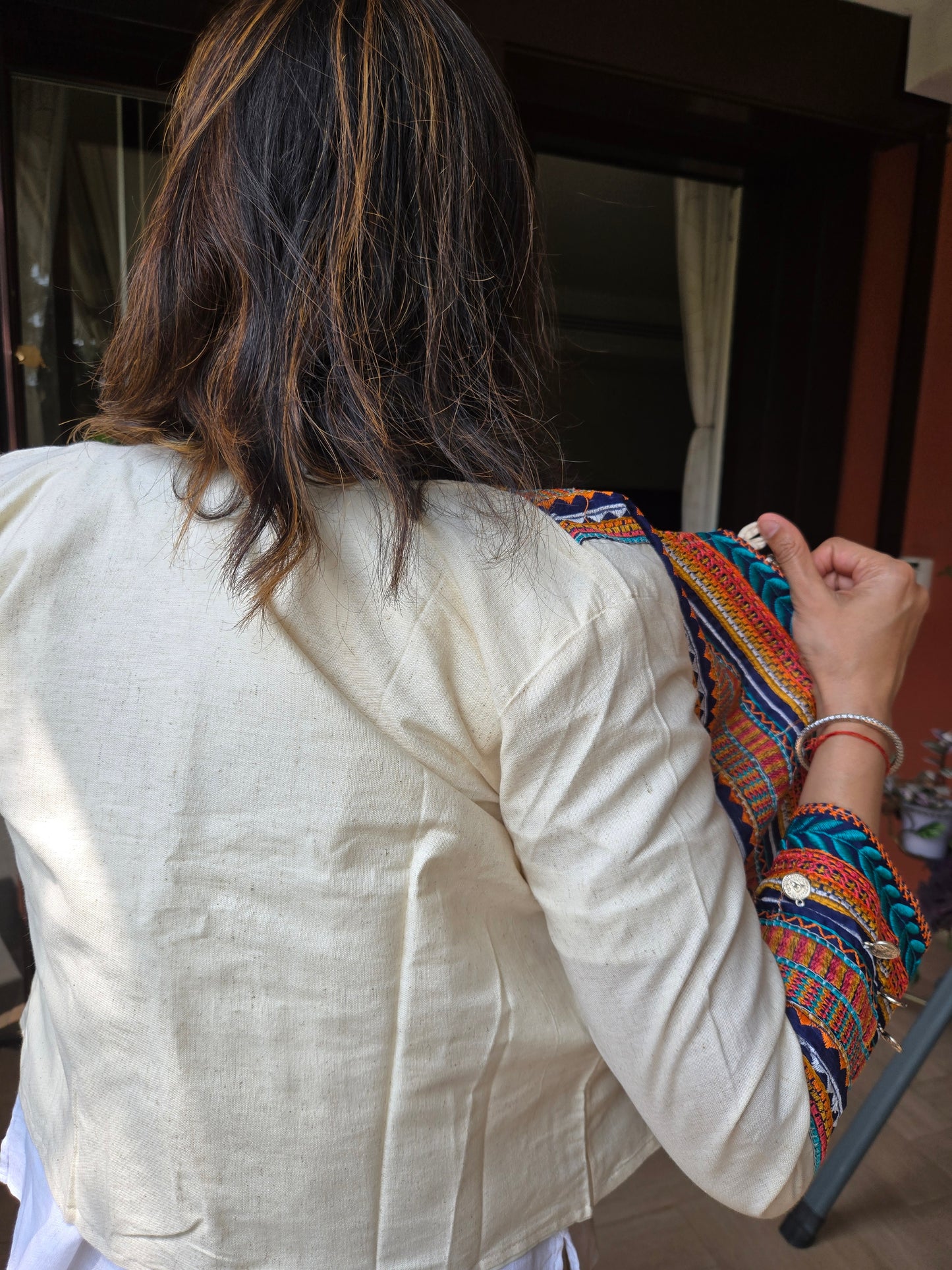 Short Women Embroidered linen  Banjara Boho Jacket, Traditional linen Kutch Koti, Indian Ethnic linen  Jacket, Cotton Long Sleeves  Jacket