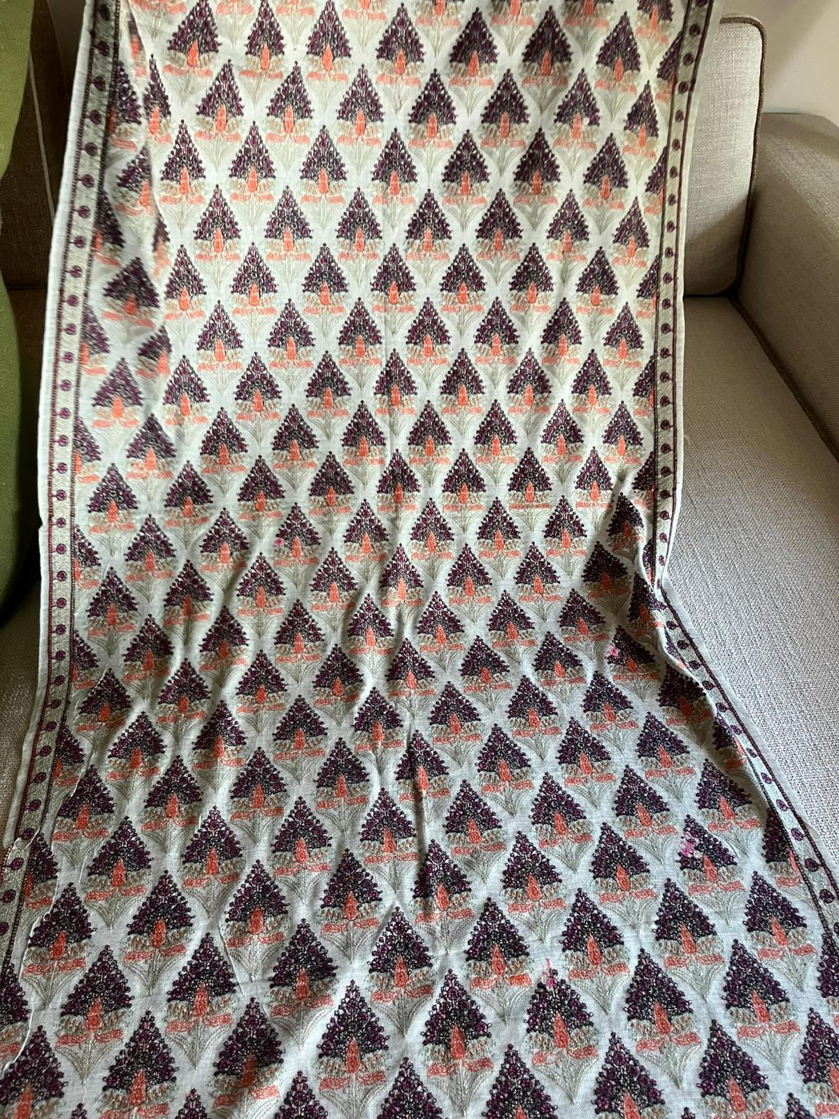 Handmade Kanni Weave Pashmina Shawl: Cashmere Wool Paisley Scarf