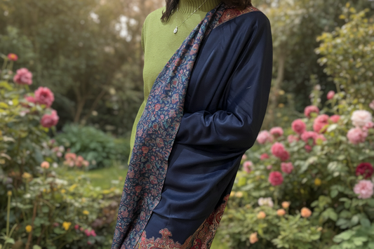 Handmade Kanni Weave Pashmina Shawl: Cashmere Wool Paisley Scarf
