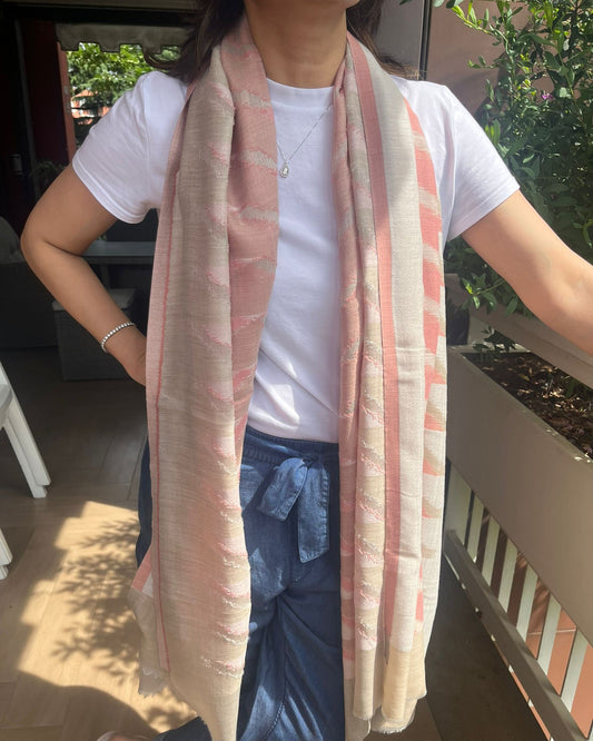 The Rose Loom: Fine Pashmina Silk-Blend Ikat Scarf
