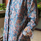 Indian Handmade Kantha Reversible long Length  All Season Bohemian Jacket  in blue  and rainbow colours floral print jacket