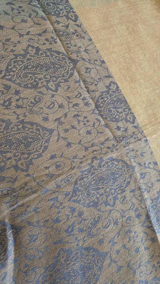 Handmade Kanni Weave Pashmina Scarf:  Wool Paisley Shawl