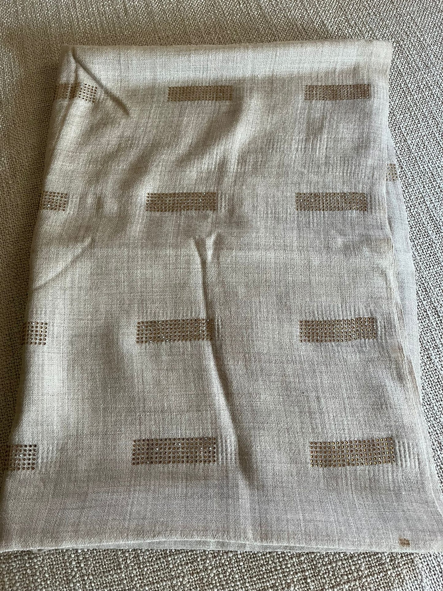 Hand woven stone patch work  Pashmina Cashmere Stole: Artisan Shawl