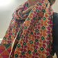Handmade elegant Phulakari stole  beige and multicolour  with golden border from Punjab Phulkari thread work