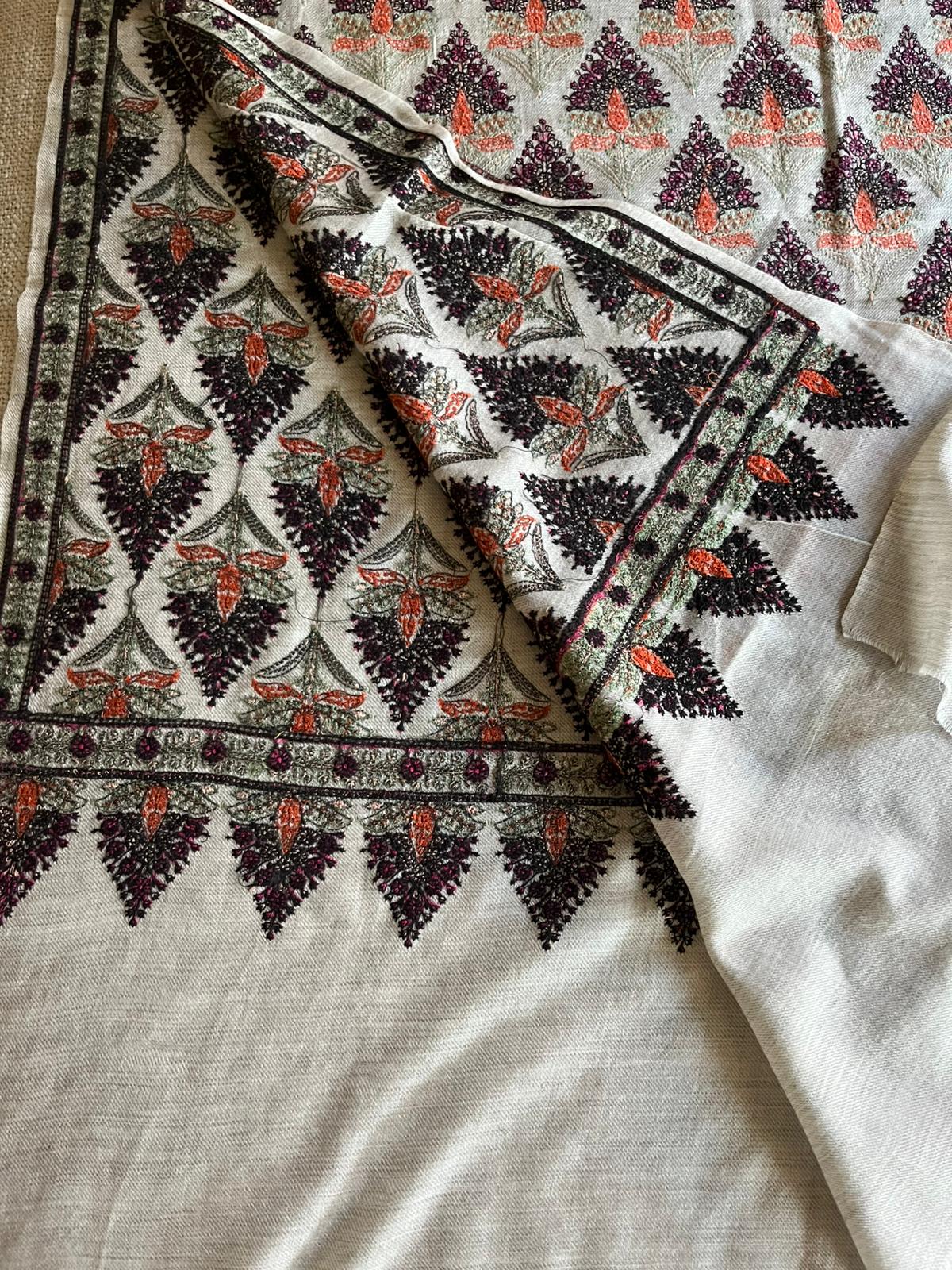 Handmade Kanni Weave Pashmina Shawl: Cashmere Wool Paisley Scarf