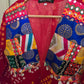 Red Cotton bandhej and patchwork Shrug with hand Embroidery, Long Embroidered  fusion wear for Women