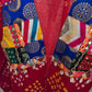 Red Cotton bandhej and patchwork Shrug with hand Embroidery, Long Embroidered  fusion wear for Women