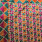 Handmade elegant Phulakari stole  beige and multicolour  with golden border from Punjab Phulkari thread work