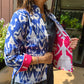 Indian Handmade Kantha Reversible Short Length  All Season Bohemian Jacket Ikkat print Pink/Blue