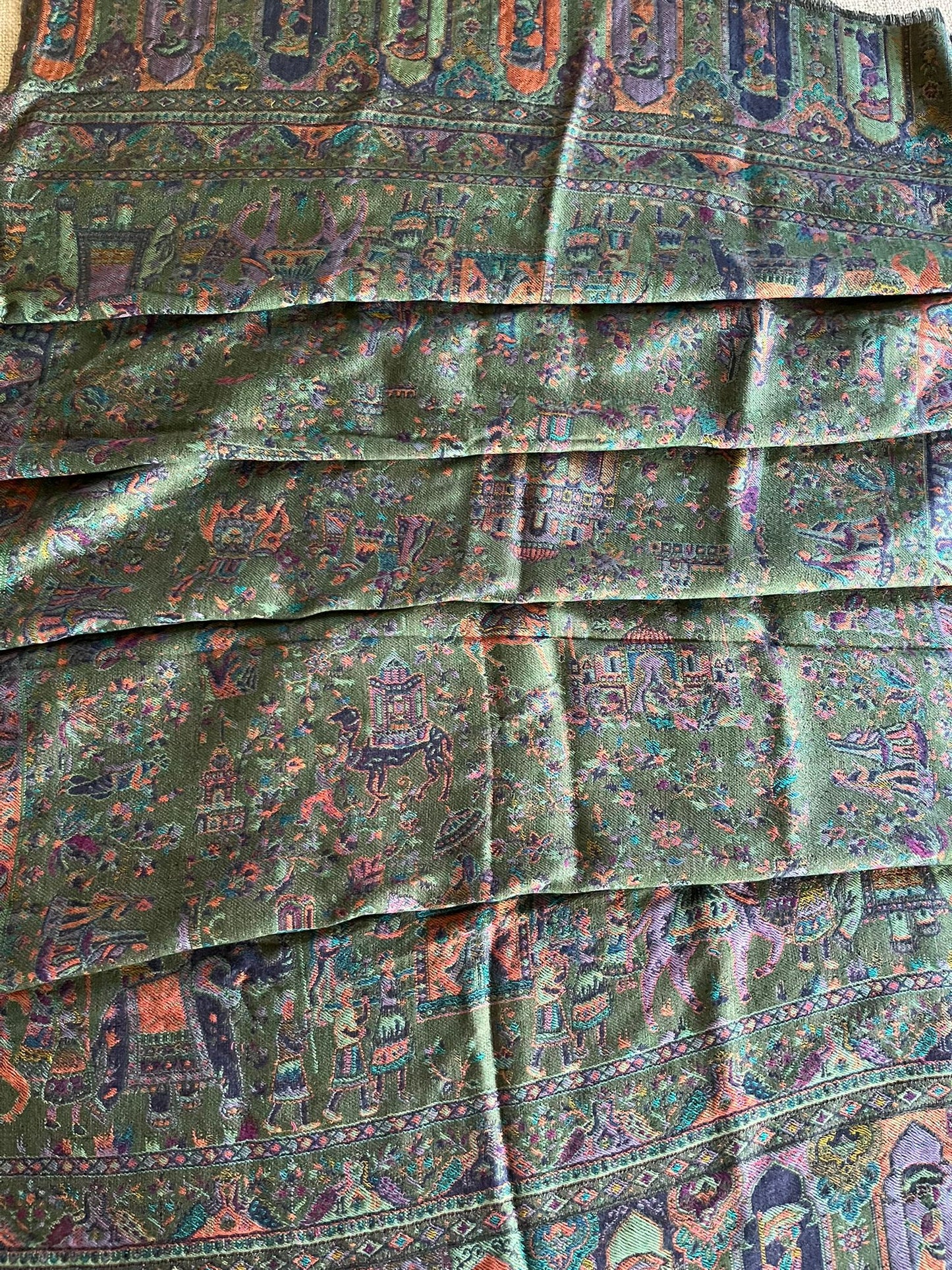 Rajhari Emerald Kani Wool Shawl