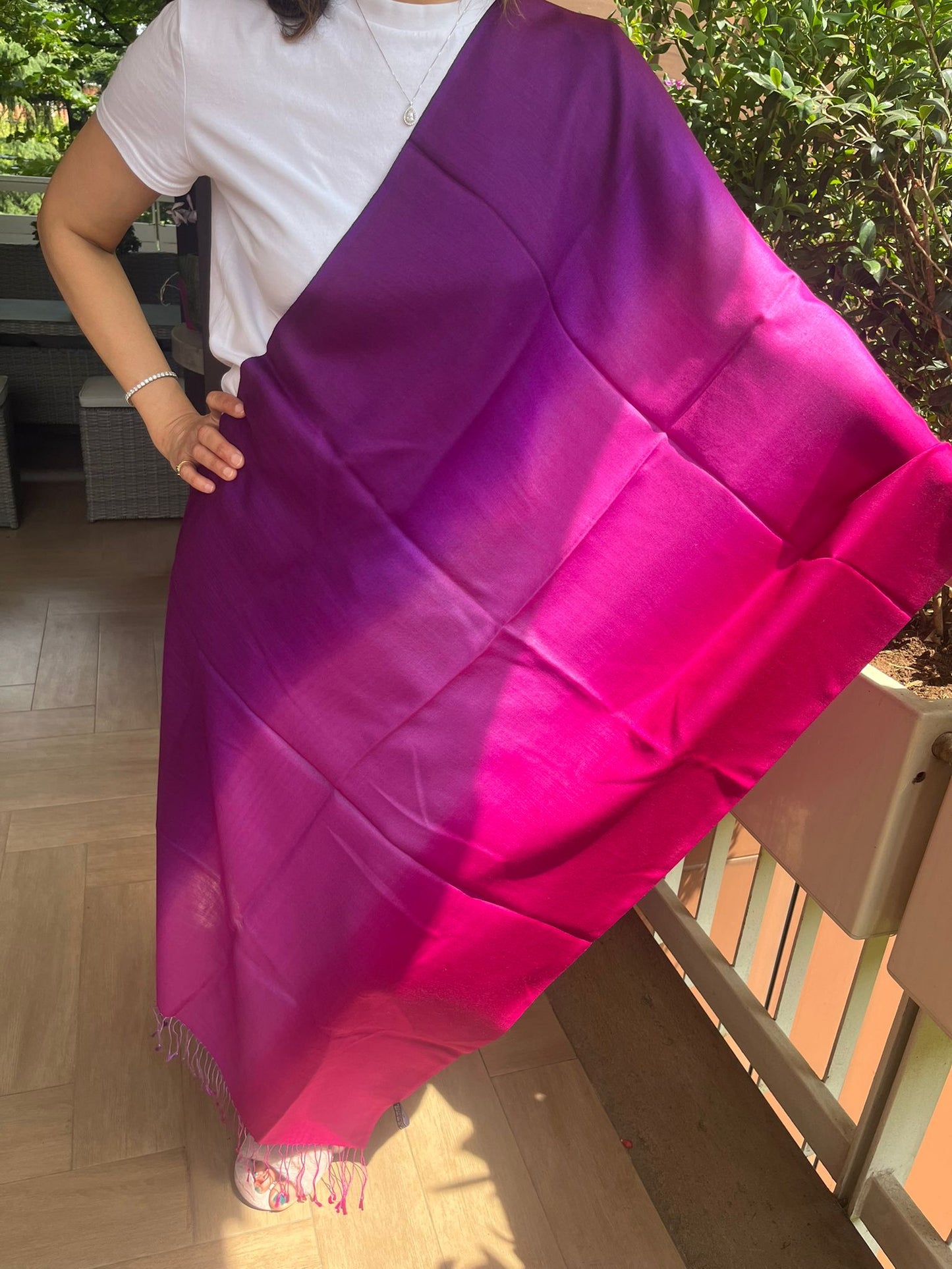 Beautiful 3 shades / colour Silk stole / scarf hand made perfect for all season . Very light and comfortable to carry