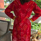 Red Cotton bandhej and patchwork Shrug with hand Embroidery, Long Embroidered  fusion wear for Women
