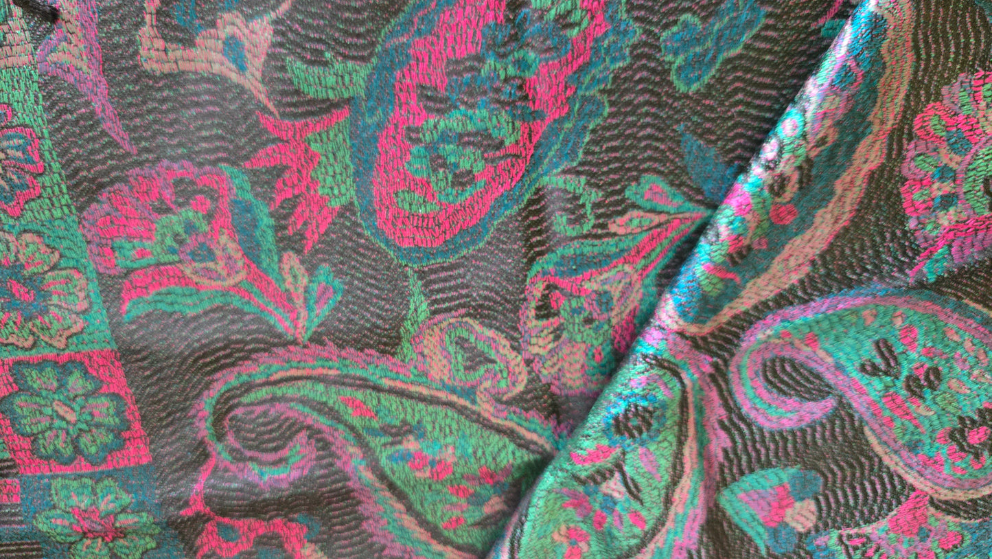 Beautiful multicoloured  self weave Paisley Silk stole / scarf perfect for all season . Very light and comfortable to carry