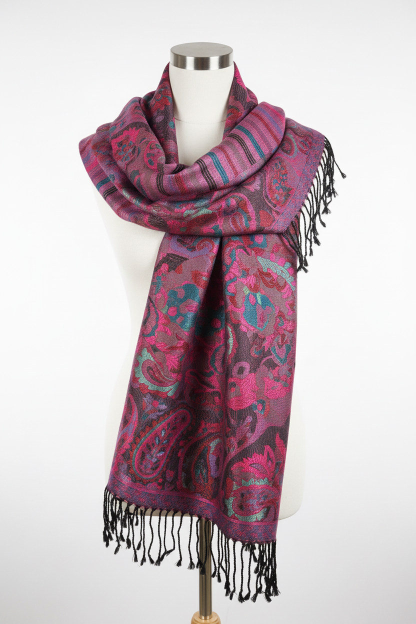 The Rainbow Symphony: Self-Woven Multicolored Silk Stole