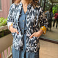 Indian Handmade Kantha Reversible Short Length  All Season Bohemian Jacket Ikkat print black/ mustard