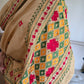 Handmade elegant Phulakari dupatta in beige colour thread work in pure cotton base traditionally made by rural Indian women of Punjab India