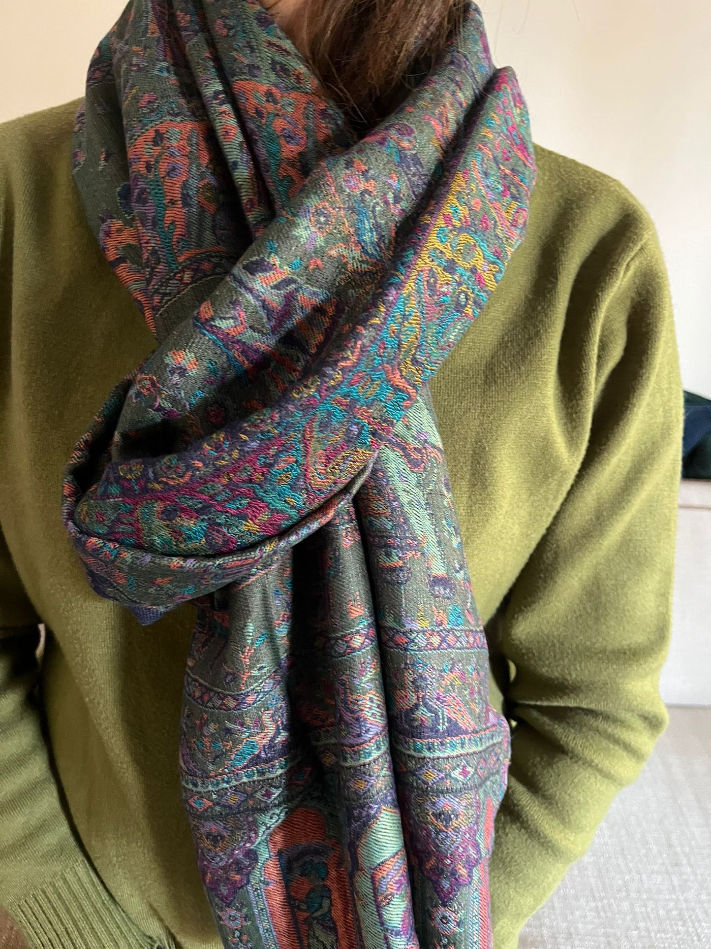 Rajhari Emerald Kani Wool Shawl