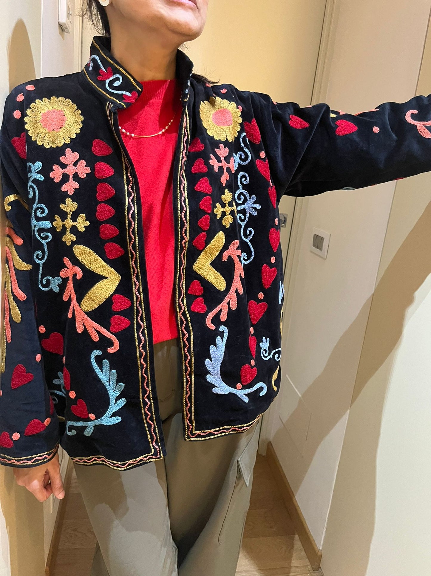 Noir Boho Suzani Embroidered Jacket