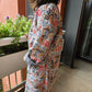Indian Handmade Kantha Reversible long Length  All Season Bohemian Jacket  in blue  and rainbow colours floral print jacket
