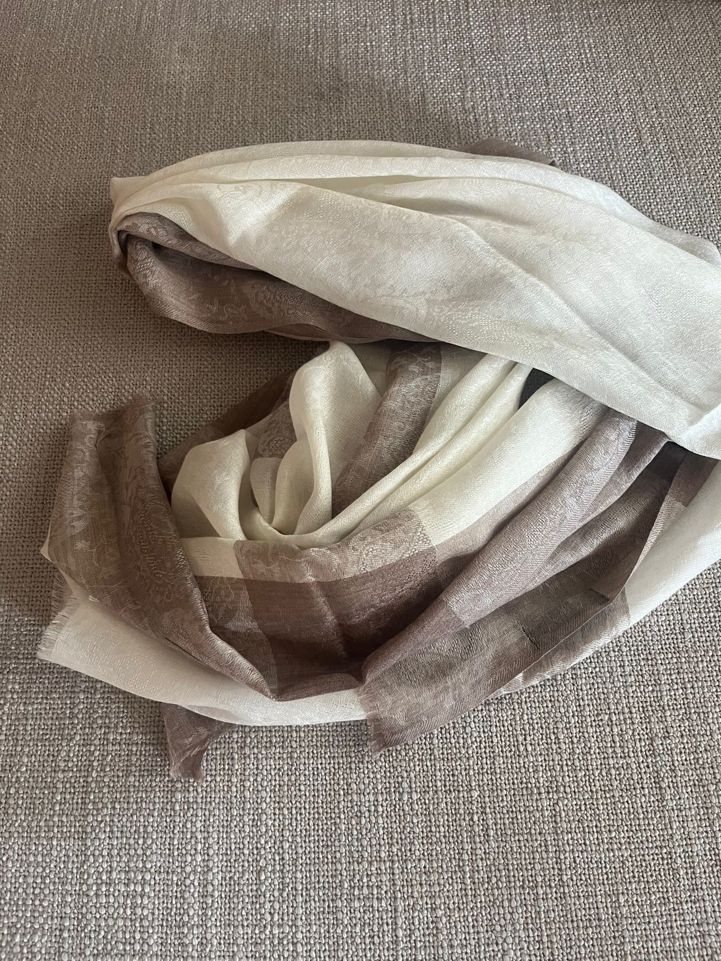 The Ivory Ivory: Feather-Soft Self-Embroidery Pashmina Stole