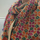 Handmade elegant Phulakari stole  beige and multicolour  with golden border from Punjab Phulkari thread work