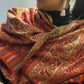 Indian handmade warm soft to touch light in Weight multicoloured Kanni Weave paisley design pashmina with blend of cashmere wool for women