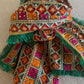 traditionally made green phulkari stole/dupatta with mirror snd crystal