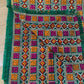 traditionally made green phulkari stole/dupatta with mirror snd crystal