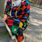 Traditionally made elegant multicolour geometric  phulkari stole/dupatta with mirror and thread work