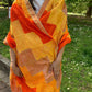 Traditionally made elegant orange yellow phulkari with zari border