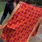 Handmade traditional elegant orange pink colour Phulkari dupatta with mirror golden leaf thread hand work