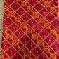 Handmade traditional elegant orange pink colour Phulkari dupatta with mirror golden leaf thread hand work