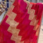 Handmade elegant Phulakari dupatta peach orange and beige colour with golden border from Punjab Phulkari