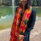 Handmade Traditional multicolour Phulkari Dupatta with mirror gota and thread with geometric design from Punjab India