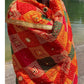Handmade Traditional multicolour Phulkari Dupatta with mirror gota and thread with geometric design from Punjab India