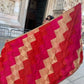 Handmade elegant Phulakari dupatta peach orange and beige colour with golden border from Punjab Phulkari